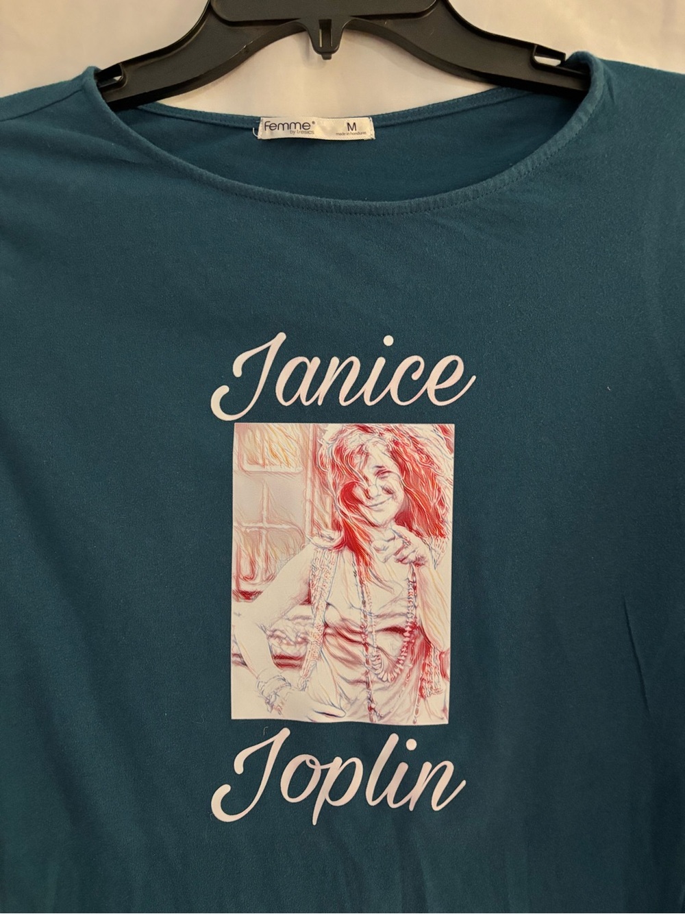 Janice Joplin Graphic Tee - Teal Women's Top - Picture 2 of 2